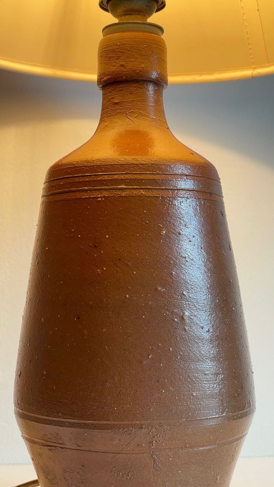 Image 1 of Vintage Portuguese glazed stoneware handcrafted lamp