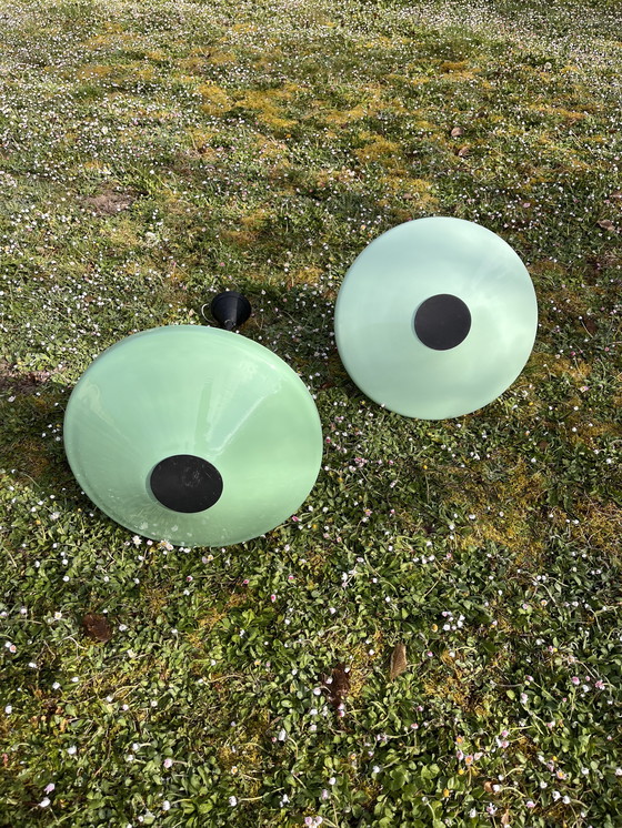 Image 1 of Paar Pendelleuchten aus Opalin Art Deco 1940