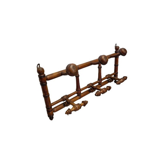 Image 1 of Antike französische Wandgarderobe aus Bambusimitat, um 1900