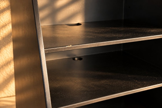 Vintage filing cabinet | office cabinet | 1960s | tambour door, Wood, Black (photo 7 of 8)