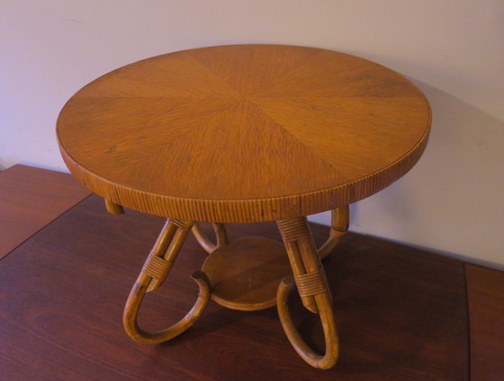 Image 1 of Table basse circulaire en bambou, 1960