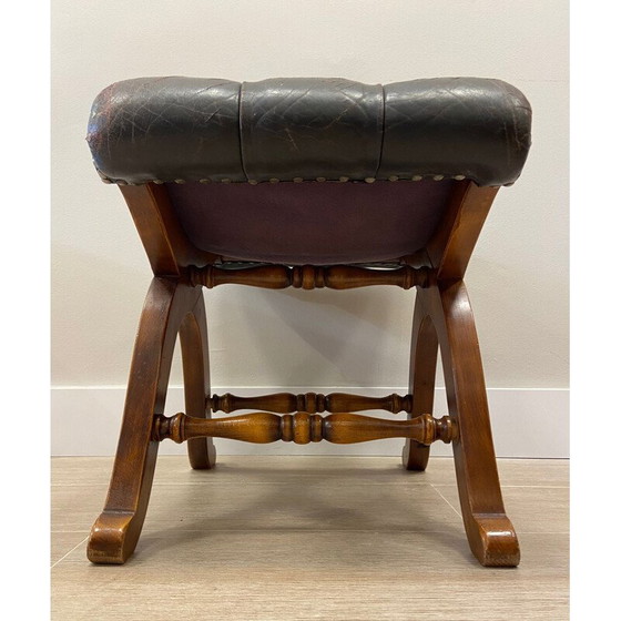 Image 1 of Vintage brown leather footrest, 1970