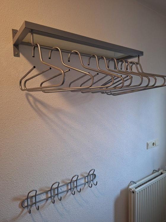 Image 1 of Modern aluminum coat rack with matching hangers and children's coat rack - MUST GO!