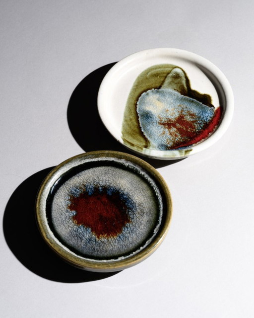 Barbara Stehr Studiokeramik Plate Duo Ø 15 cm German Art Pottery Vintage 60s-70s