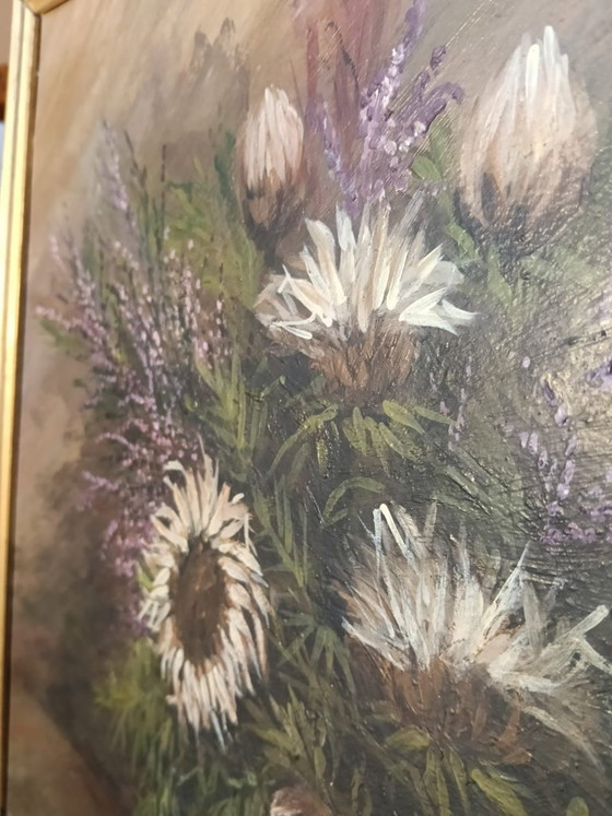 Image 1 of Floral painting by Anna M. Gerardi, oil on cardboard, mid-1900s