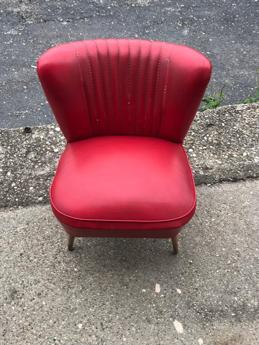 Sillón Cóctel Rojo Mid-Century, años 50