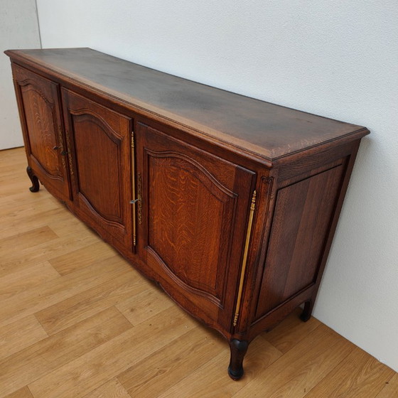 Vintage rustic wooden sideboard, wall cabinet, buffet. (photo 6 of 17)