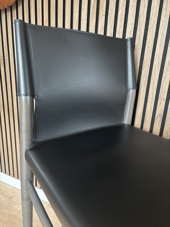 Enrico Pellizzoni Ledermann Barhocker 1 Stück – Leather, Wood (photo 6 of 7)