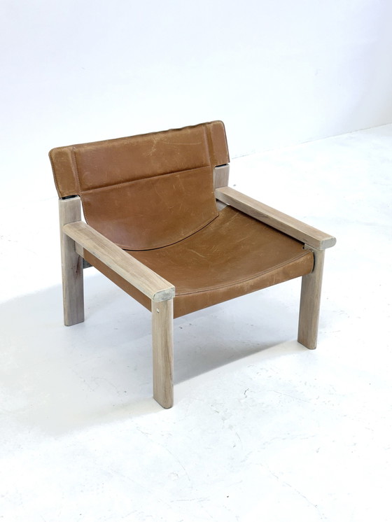 Image 1 of Vintage saddle leather cognac colored armchair