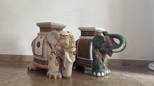Vintage set of elephant plant stands