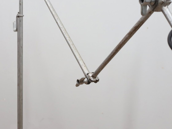 Image 1 of 1960s adjustable industrial floor lamp green hammertone