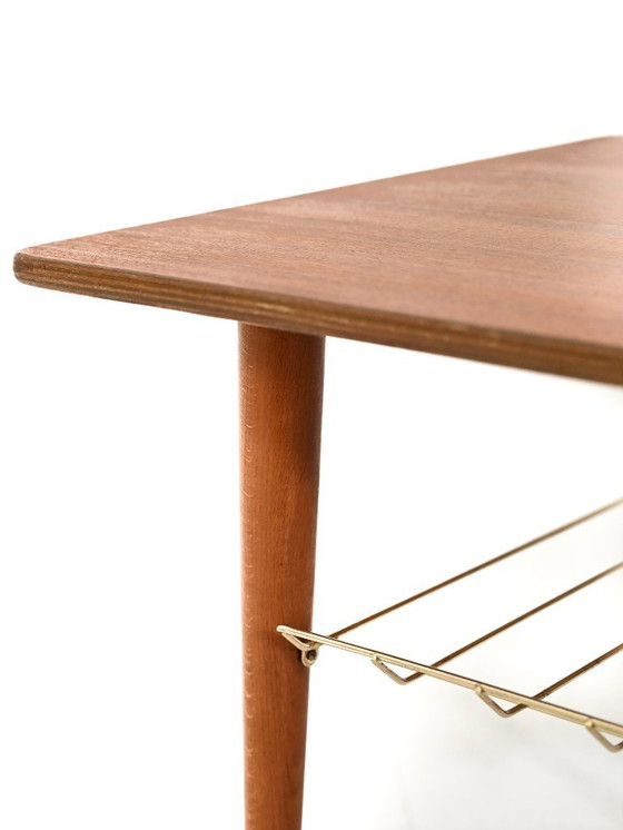 Image 1 of Scandinavian Teak Coffee Table with brass shelf