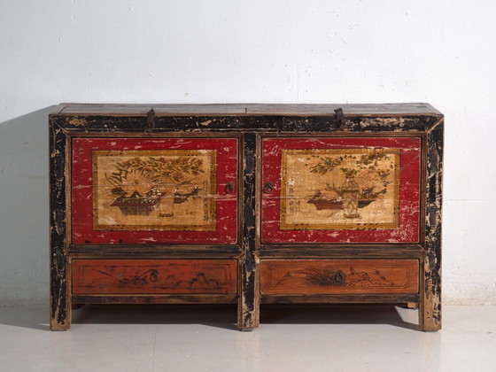 Antique painted sideboard in elm wood – China, circa 1950 – Iron (photo 28 of 40)