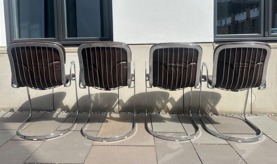 Sedie vintage in pelle di Cidue, anni '70, set da 4 – Sedie da pranzo, Leather, Metal (photo 3 of 7)