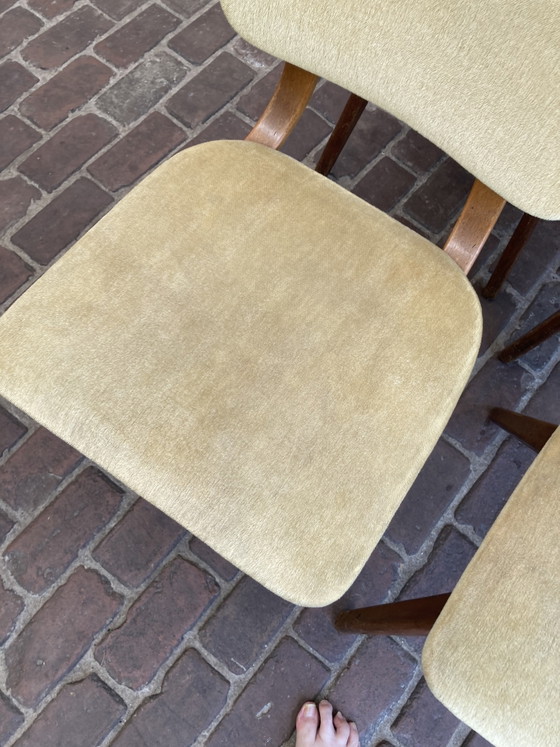 Set di 4 sedie vintage anni '60 – Louis van Teeffelen, Sedie da pranzo, Wood, Velvet (photo 9 of 13)