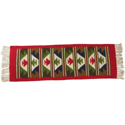 Vintage omkeerbaar wollen tapijt Kelim, 1960
