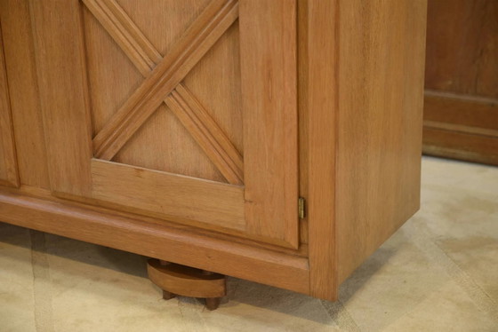 Armadio in rovere biondo con motivo a tratteggio incrociato geometrico degli anni '40. – Vintage (photo 8 of 15)
