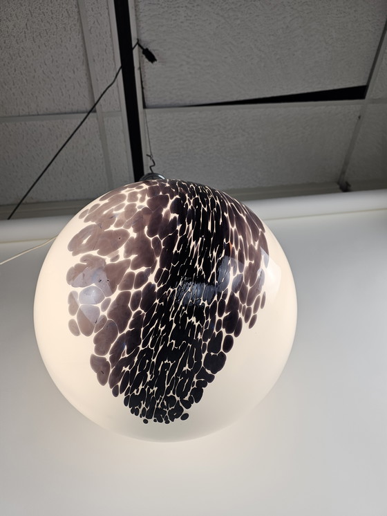 Image 1 of Large globe lamp diameter 45cm Italy 60s glass white and purple