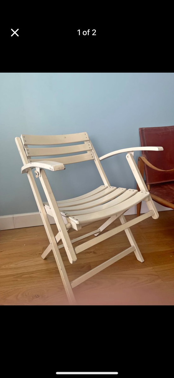 Image 1 of 4 x opvouwbare houten terrasstoelen (circa 1960) waarschijnlijk Italiaans