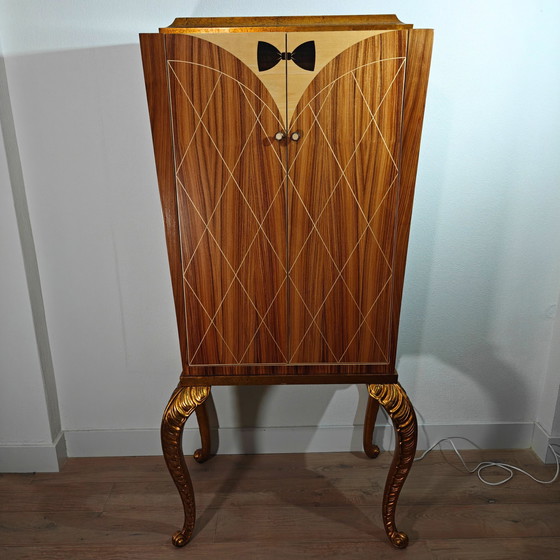 Image 1 of Elegante mueble bar estilo smoking con iluminación de Jansen Furniture: palisandro y arce, pan de oro