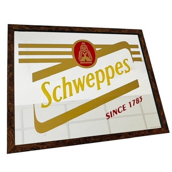 Image 1 of Miroir publicitaire Schweppes vintage, milieu du siècle, 53 cm, années 1960