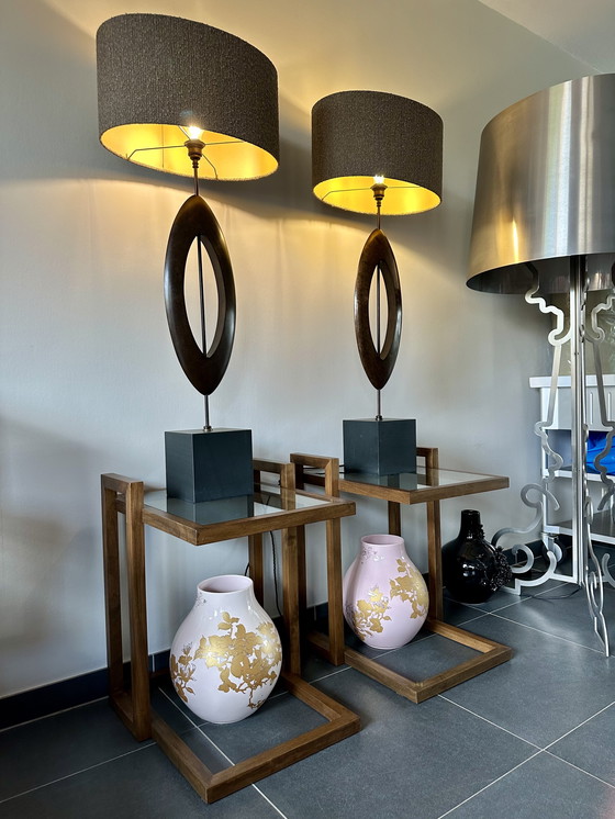 Image 1 of Porta Romana Sculpted Manhattan Large table lamp set 2 pieces