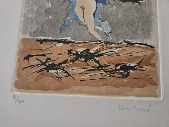 Image 1 of Orfeo Tamburi, "Zonder titel." Kleurenets. Gesigneerd en genummerd in potlood (Exemplaar 91/100) op de voorzijde.