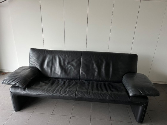 Image 1 of 2 black leather seats brand Jori, Linea JR-8700 and Ottoman