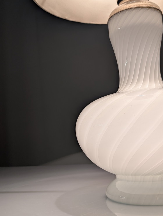 Image 1 of Italiaanse Murano glazen tafellamp met dubbele verlichting en messing, 1960