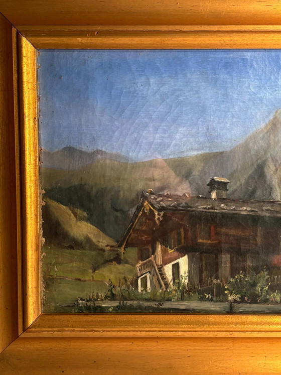 Pintura al óleo sobre cartón de una cabaña de montaña de los años 50, Pinturas y dibujos (foto 2 de 10)