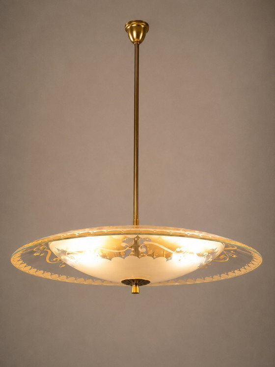 Image 1 of Vintage hanglamp toegeschreven aan Pietro Chiesa voor Fontana Arte - Italië