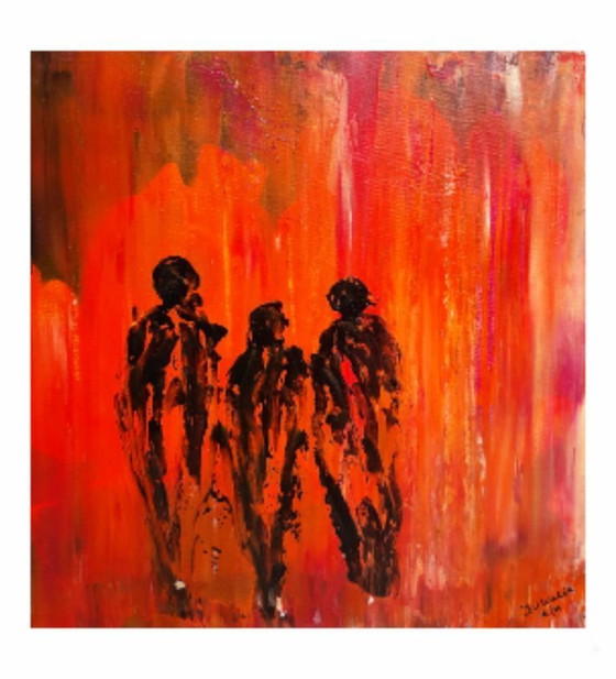 Image 1 of abstract painting orange