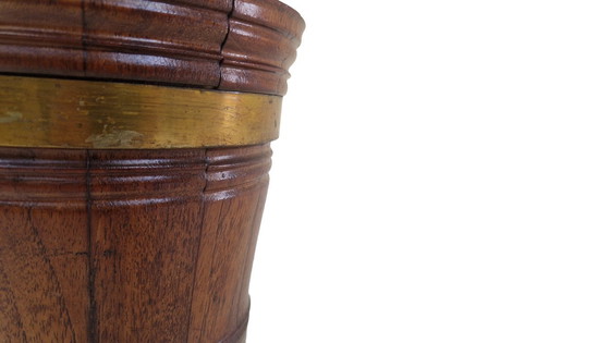Image 1 of Antique Mahogany Jardinière Planter | Victorian Brass Cachepot, c.1850