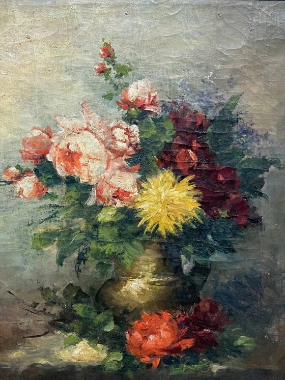 Julien Delvigne (1878-1947), "Natura morta con fiori.", Dipinti e disegni, Tela (foto 5 di 9)
