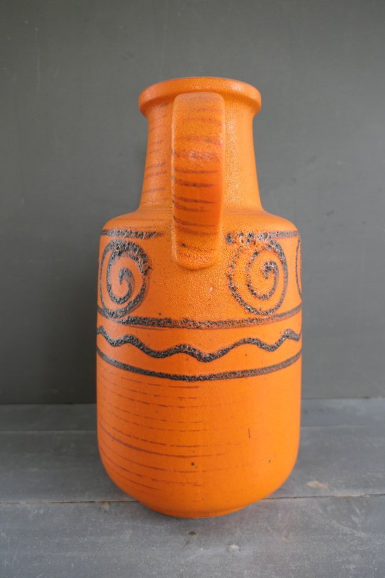 Image 1 of Vintage Scheurich grote vaas 408-40 oranje