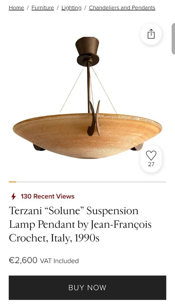 Image 1 of Terzani „Solune“ Hängelampe von Jean-François Crochet, Italien, 1990er Jahre