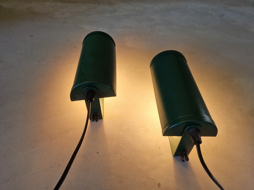 Set of Two Postmodern Green Bedside Lamps