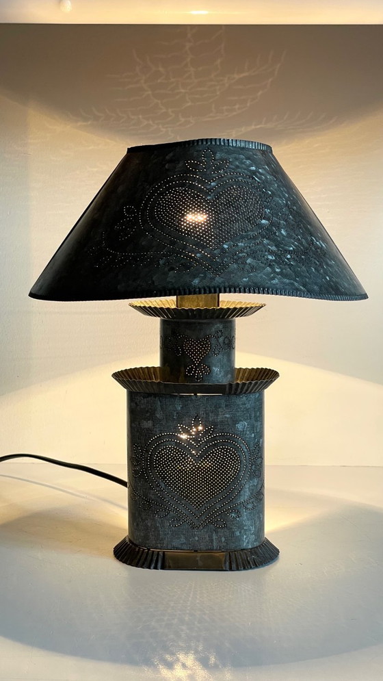 Image 1 of Vintage Zinc Heart Lamp