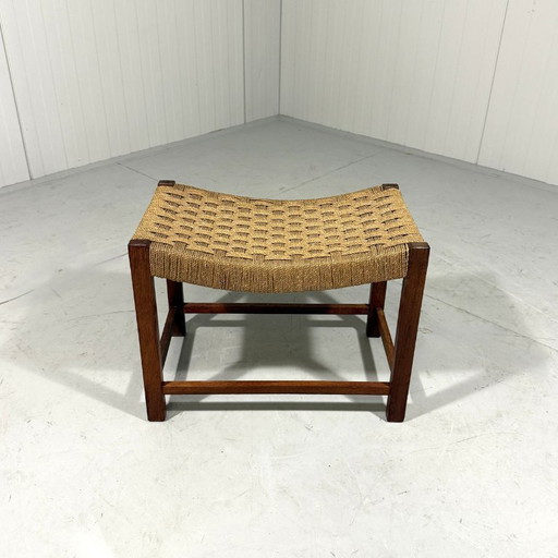 Sgabello con seduta in corda intrecciata anni '50
