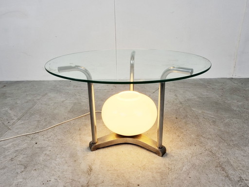 Beleuchteter Couchtisch aus Chrom, 1970er Jahre