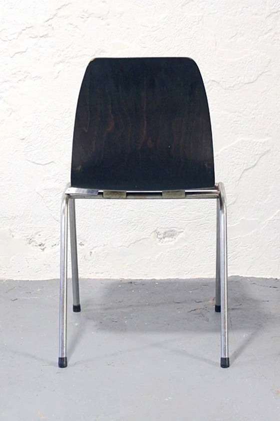 Set di 5 sedie scolastiche vintage in compensato – Sedie da pranzo, Metallo, Legno (photo 6 of 6)
