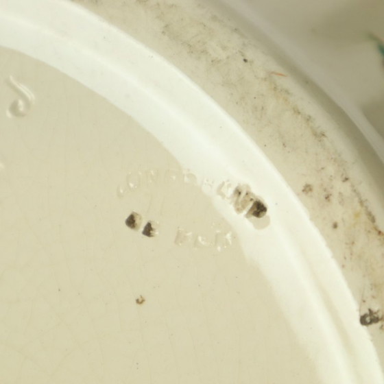 Image 1 of Large Polychrome Flower Pot Cache Pot Longchamp France 36cm