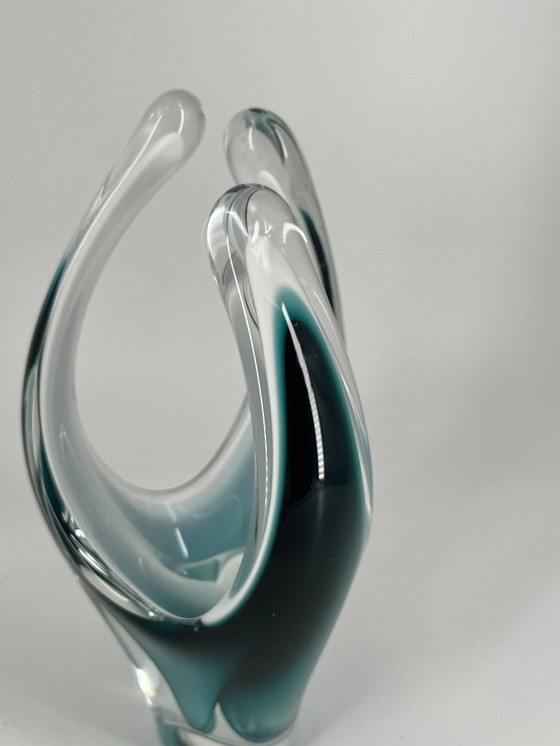 Image 1 of Paul Kedelv für Flygsfors – Muschelvase – Schwedisches Kunstglas 1950er Jahre