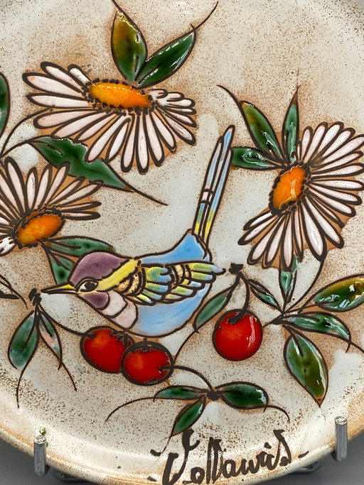 Vallauris Ceramic Wall Plate – Bird and Daisies – servies (photo 2 of 4)