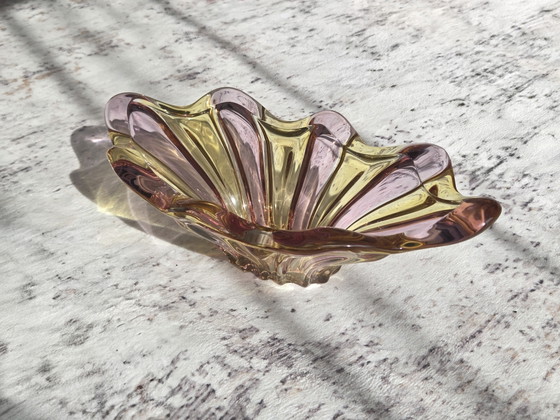 Image 1 of Vintage Mid-Century Glass Bowl – Handmade – Bohemia / Murano, 1950s