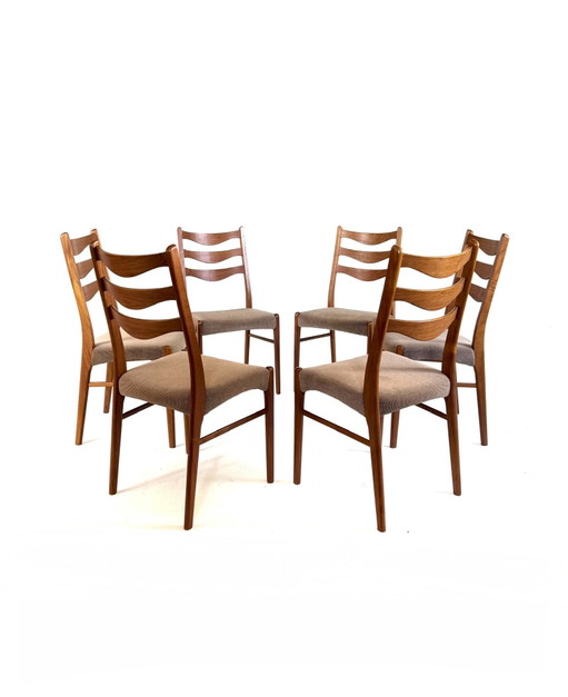 6x vintage eetkamerstoel, Arne Wahl Iversen ‘60