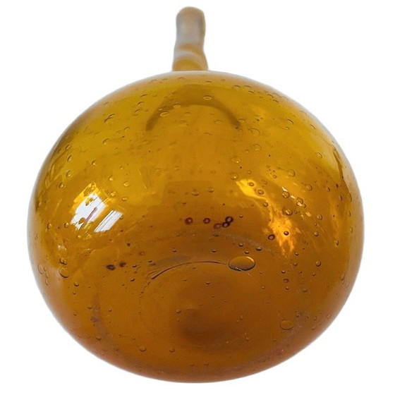 Image 1 of Vintage tall hand-blown glass twisted vase amber Murano 1970s