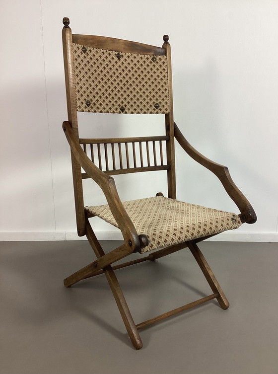Image 1 of Antieke vintage officiers safari stoel 1880 victoriaans