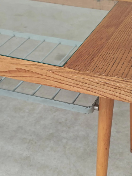 Wood, metal and glass coffee table by Jitona 1960 – polished steel, Mid Century Modern (photo 5 of 16)