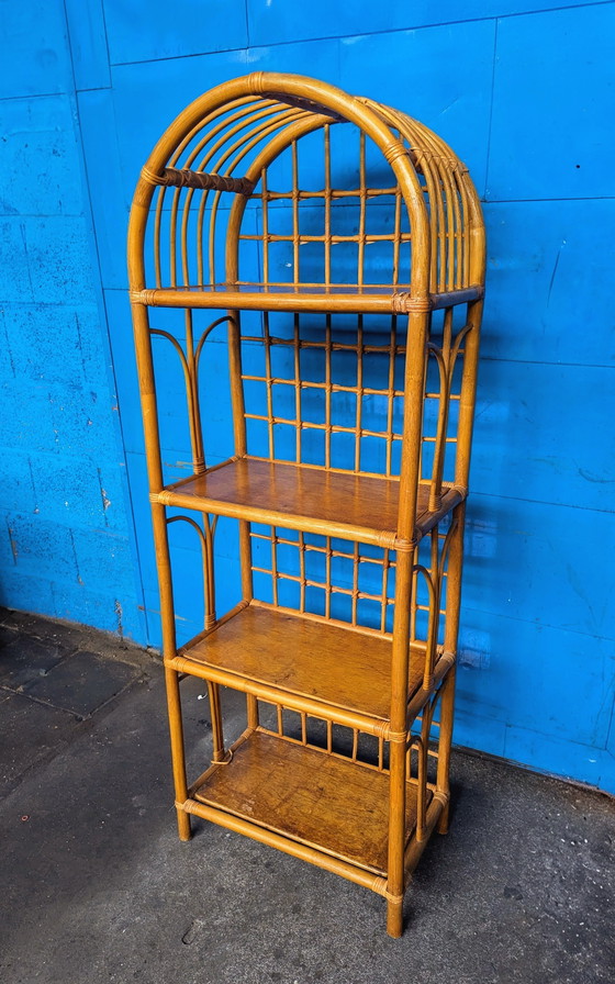 Image 1 of Libreria/mobiletto ad arco in rattan vintage anni '70